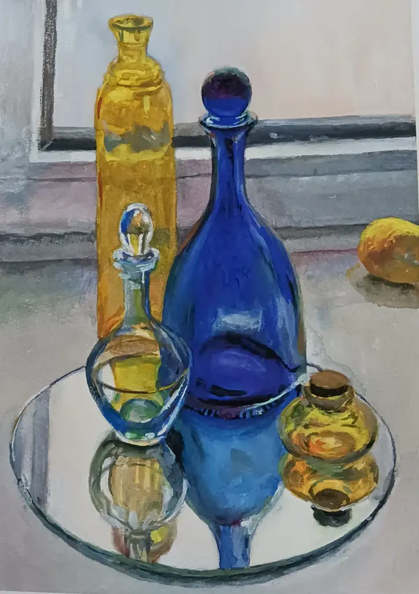 Mysterious vessels, watercolour by Elena Chudinova