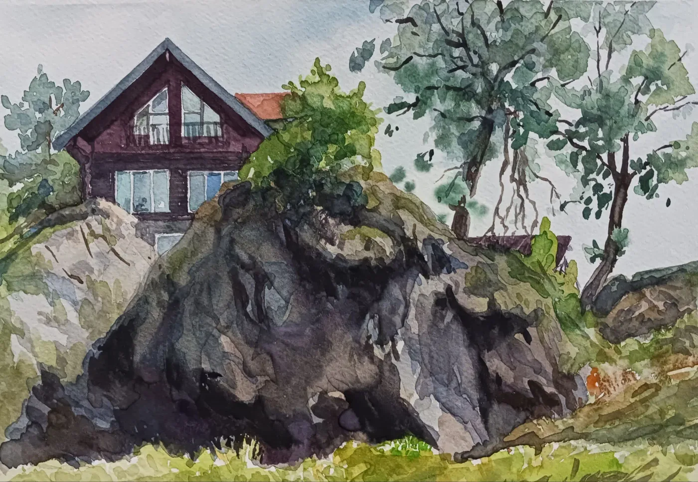 Серый камень, акварель — Elena Chudinova
