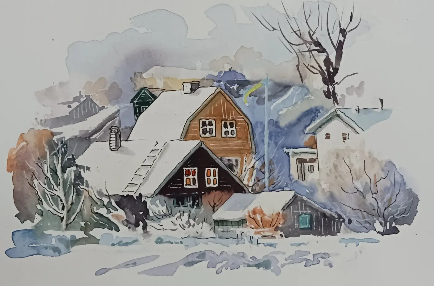Зимние тайны, акварель — Elena Chudinova