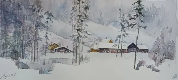 Снег без конца, акварель — Elena Chudinova